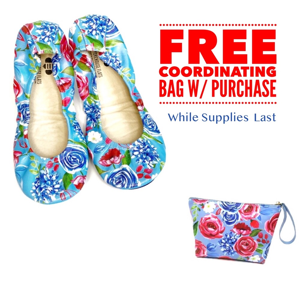Storehouse Flats Freedom Floral Americana Light Blue Foldable Flats & Bag